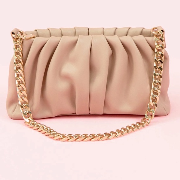 NWOT Madison West Ruched gold chain small bag - Picture 2 of 9